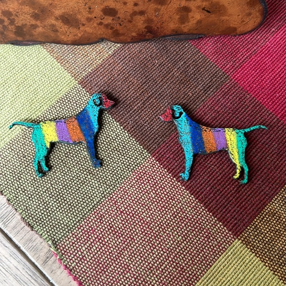 LAST CHANCE Like NEW! Etched Metal board w/bone and fretwork “WOOF”/ dog magnets - Picture 3 of 7